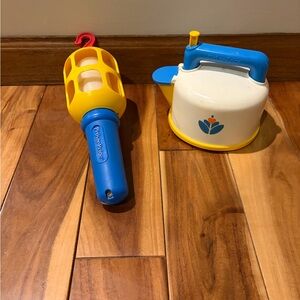 Vintage Fisher Price flashlight and teapot